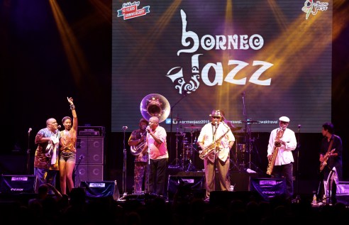 Dirty Dozen Brass Band on stage at Borneo Jazz. Photo courtesy of the Sarawak Tourism Board. 